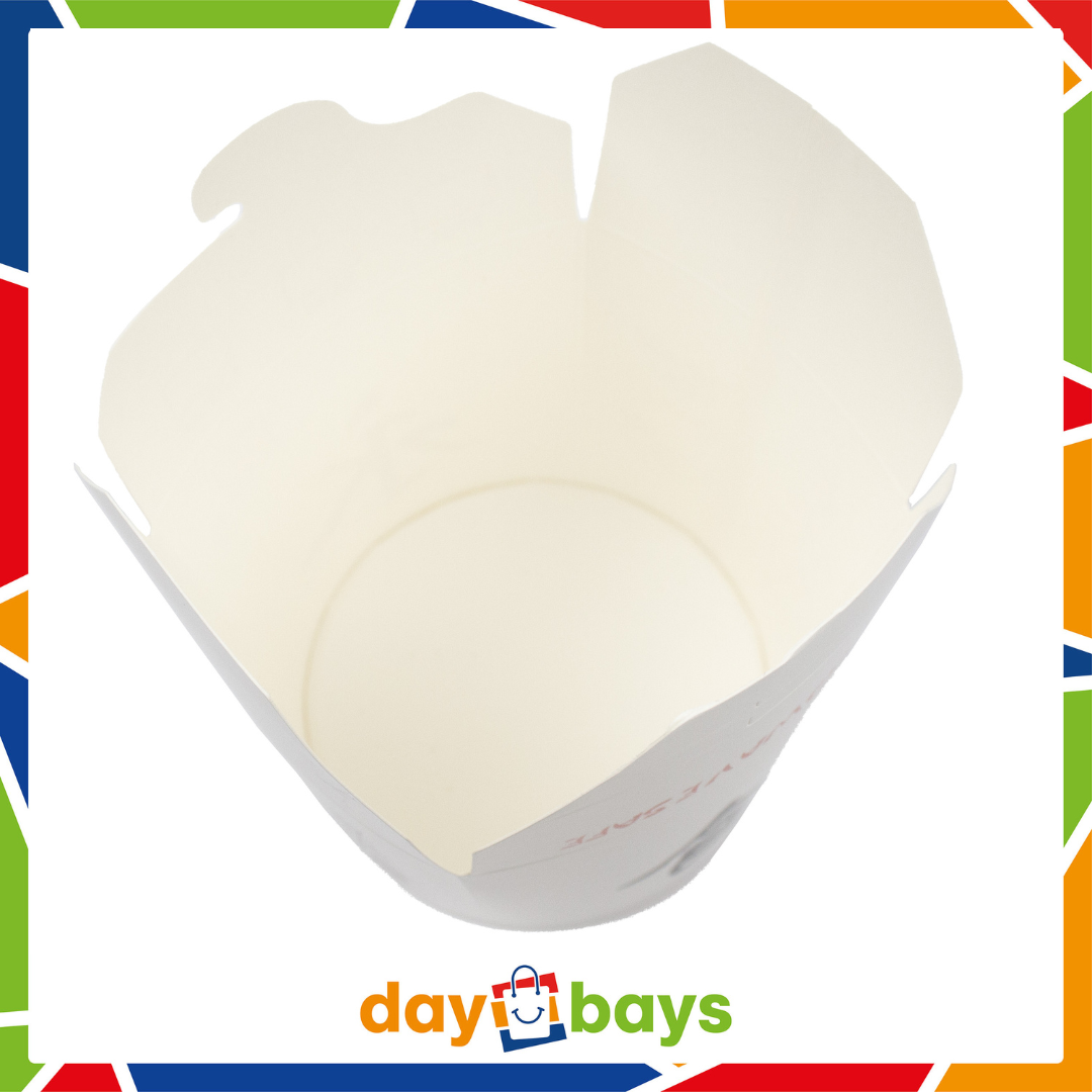 DayBays Asia Box 26 OZ 750 ml Papier+PE-beschichtet mit Druck Motiv "Thank You Enjoy" Rund Weiß