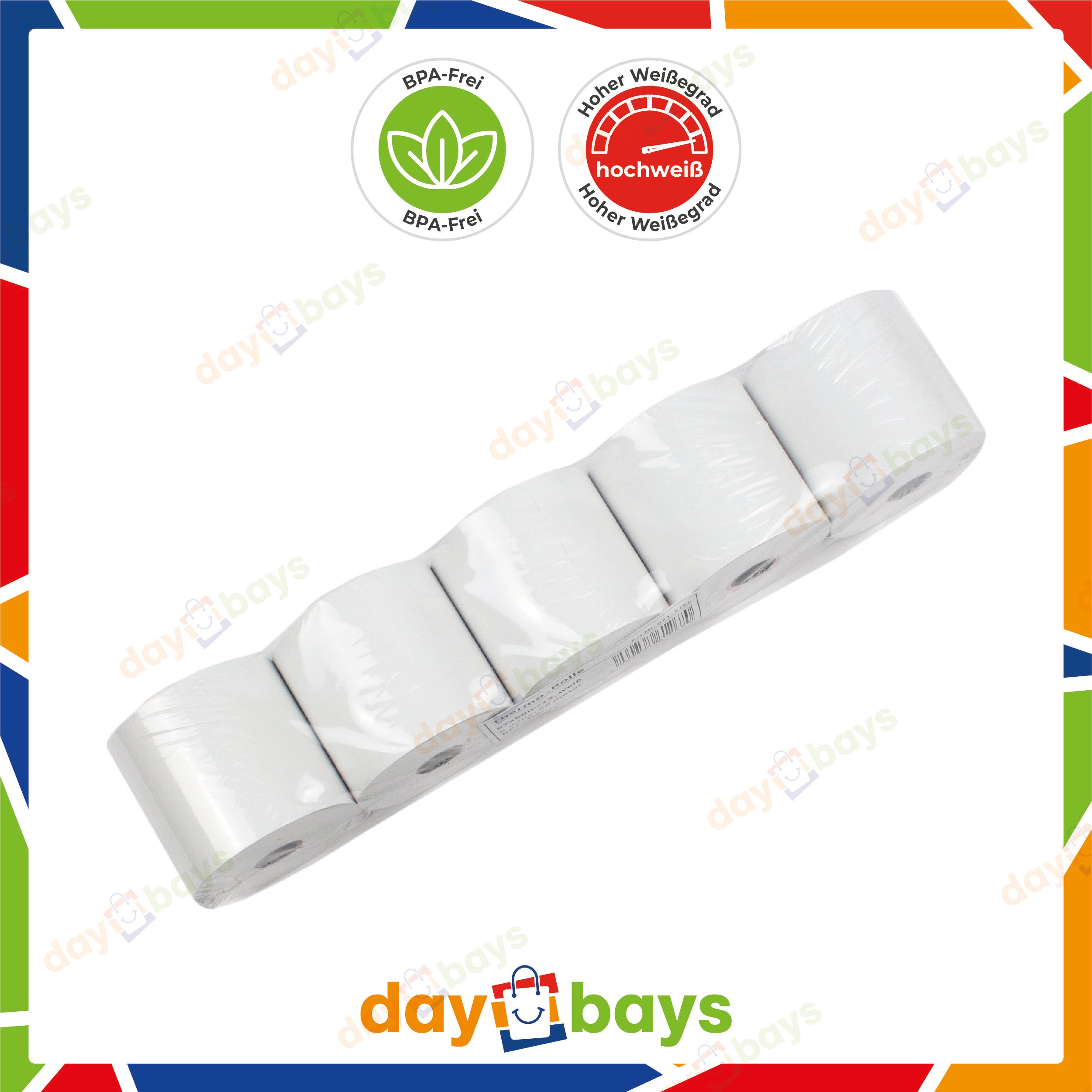 DayBays Thermorolle 57x45x12 mm 25 meter pro Rolle Kassenrollen aus Papier