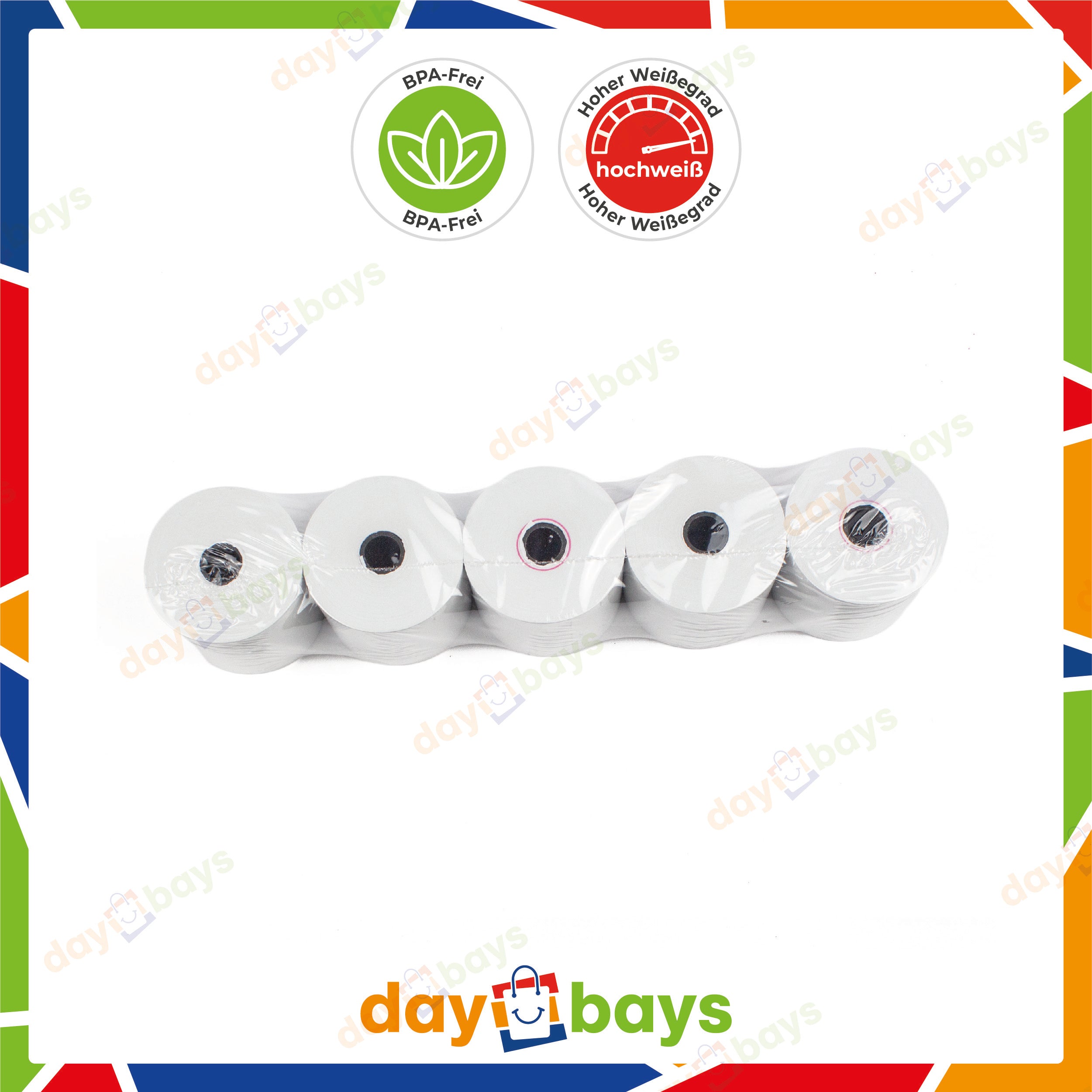 DayBays Thermorolle 57x60x12 mm 50 meter pro Rolle Kassenrollen aus Papier