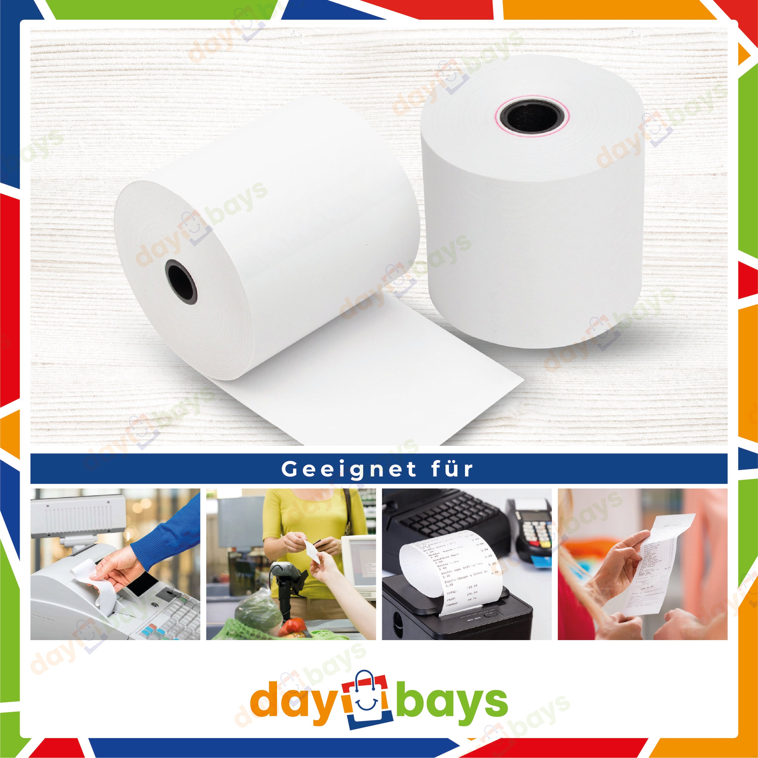 DayBays Thermorolle 80x80x12 mm 80 meter pro Rolle Kassenrollen aus Papier