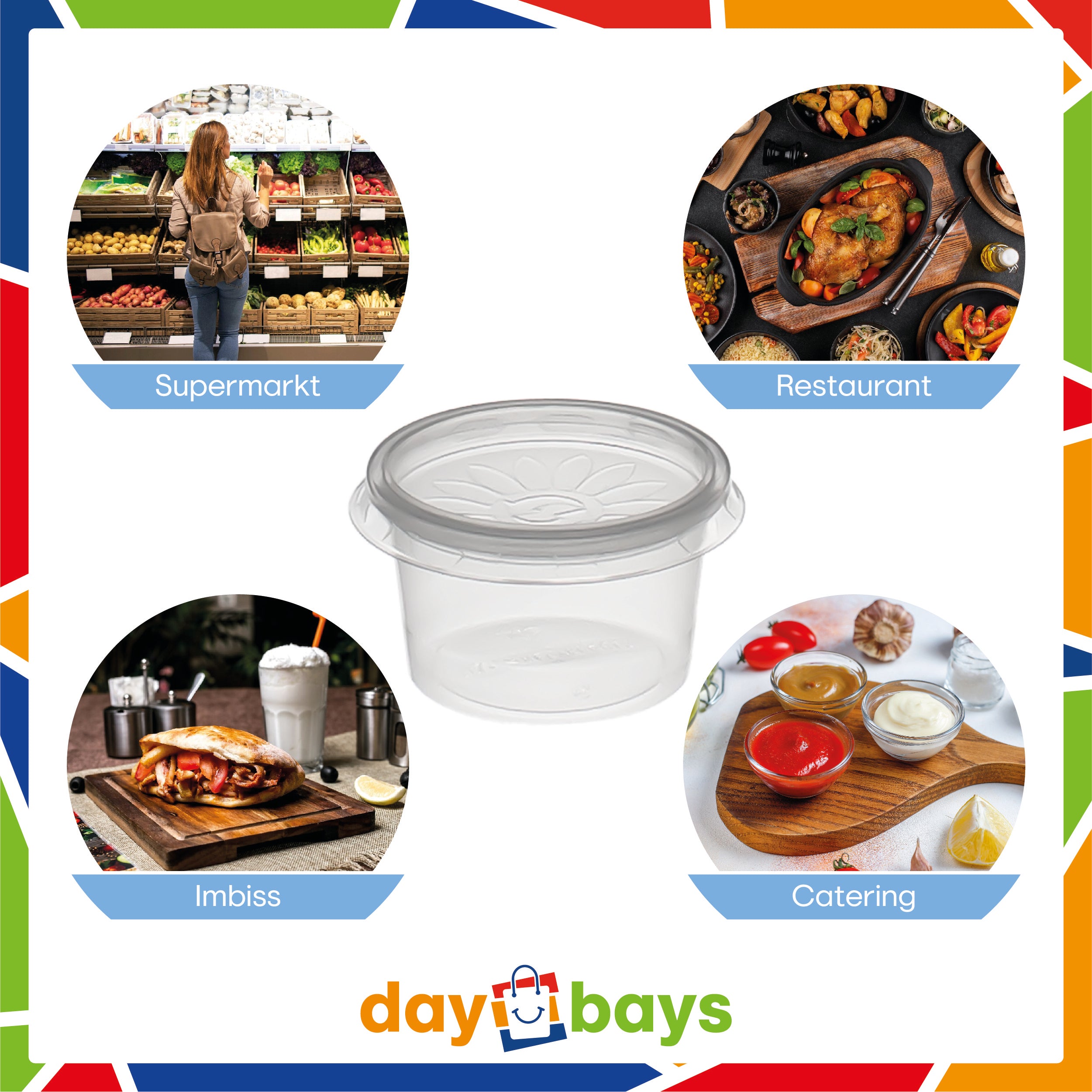 DayBays Dressingbox (Saucecup) 80cc. 75x35 mm Kombi-Verpackung Transparent inklusive passende Deckel