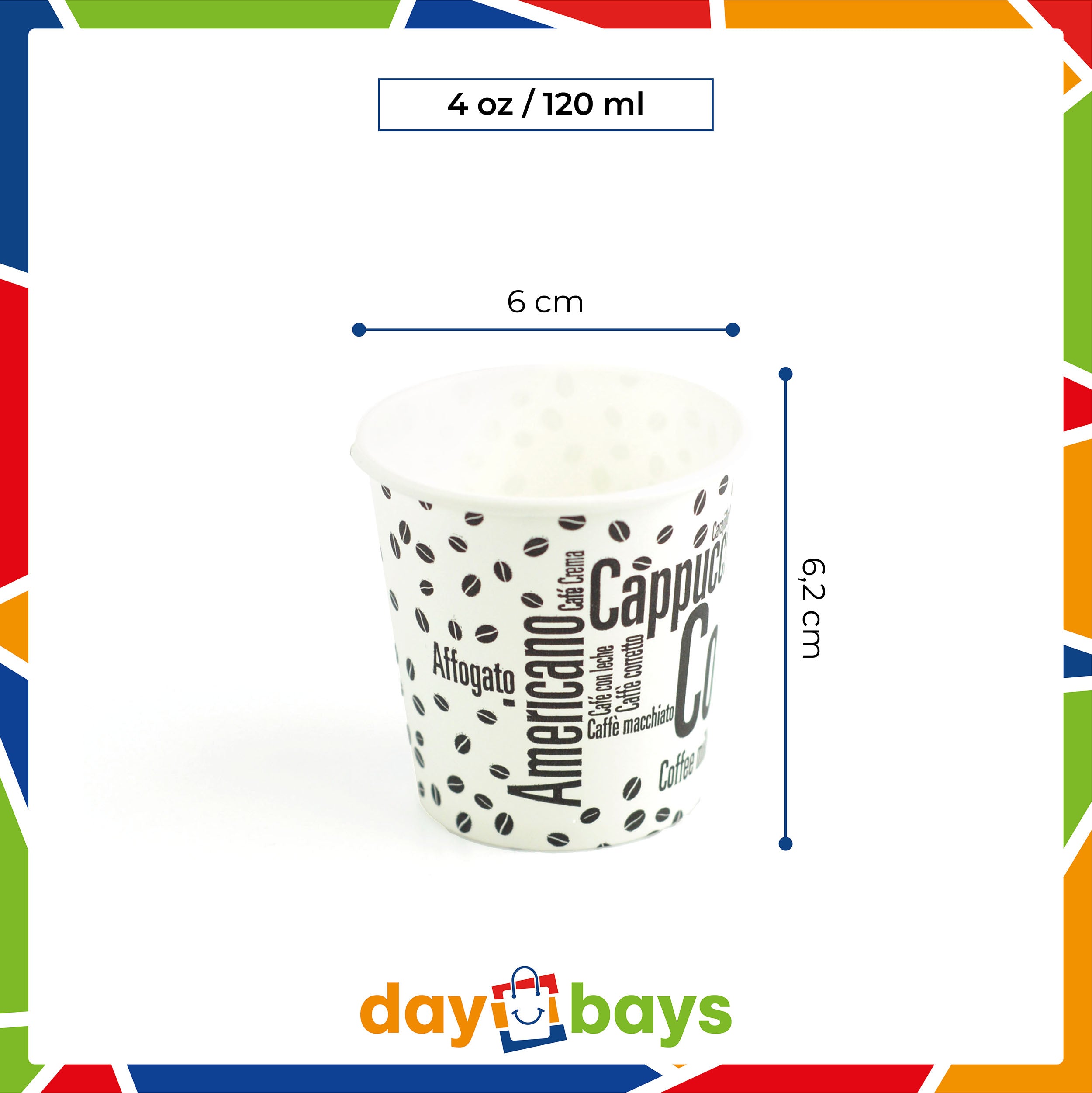 DayBays Kaffeebecher 4oz/120ml Ø6cm " Coffee To Go Becher " Pappe mit PE-beschichtet