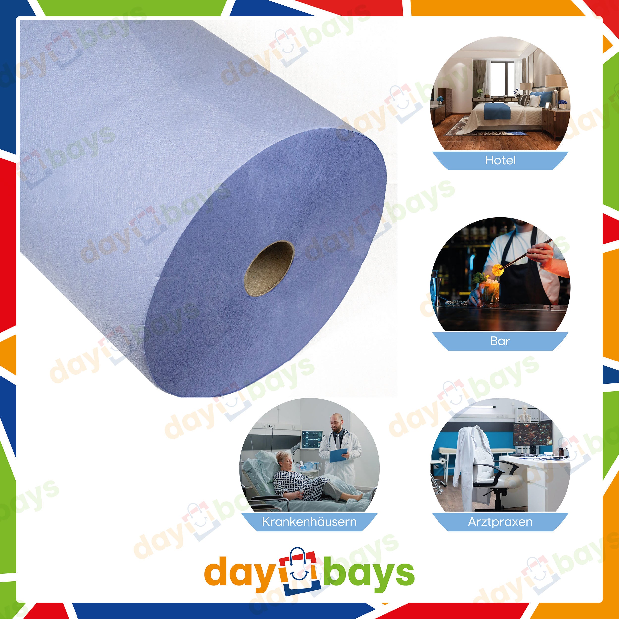 DayBays Putztuchrolle 2-lagig 35 cm 826 Blatt Zellstoff Blau