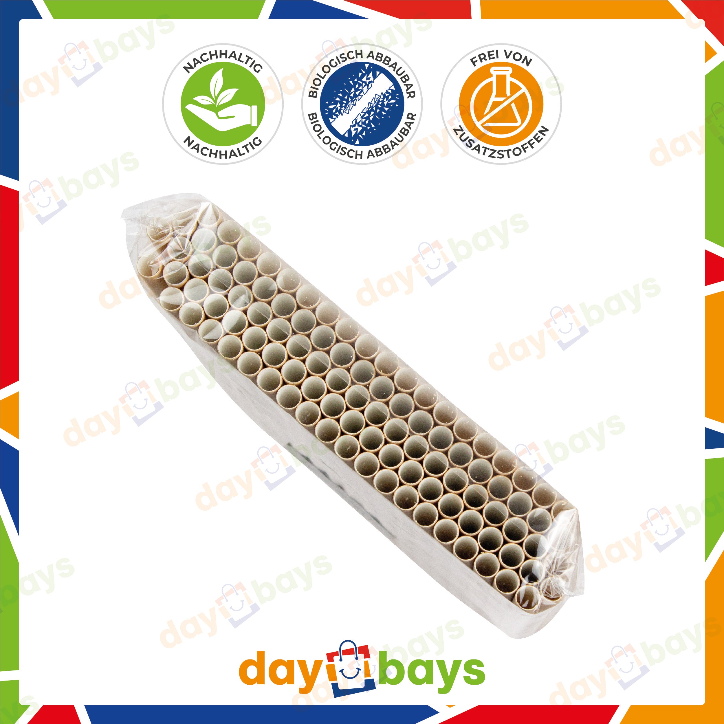 DayBays Strohhalme Ø 8 mm 240 mm aus kraftpapier Braun Papierstrohhalme