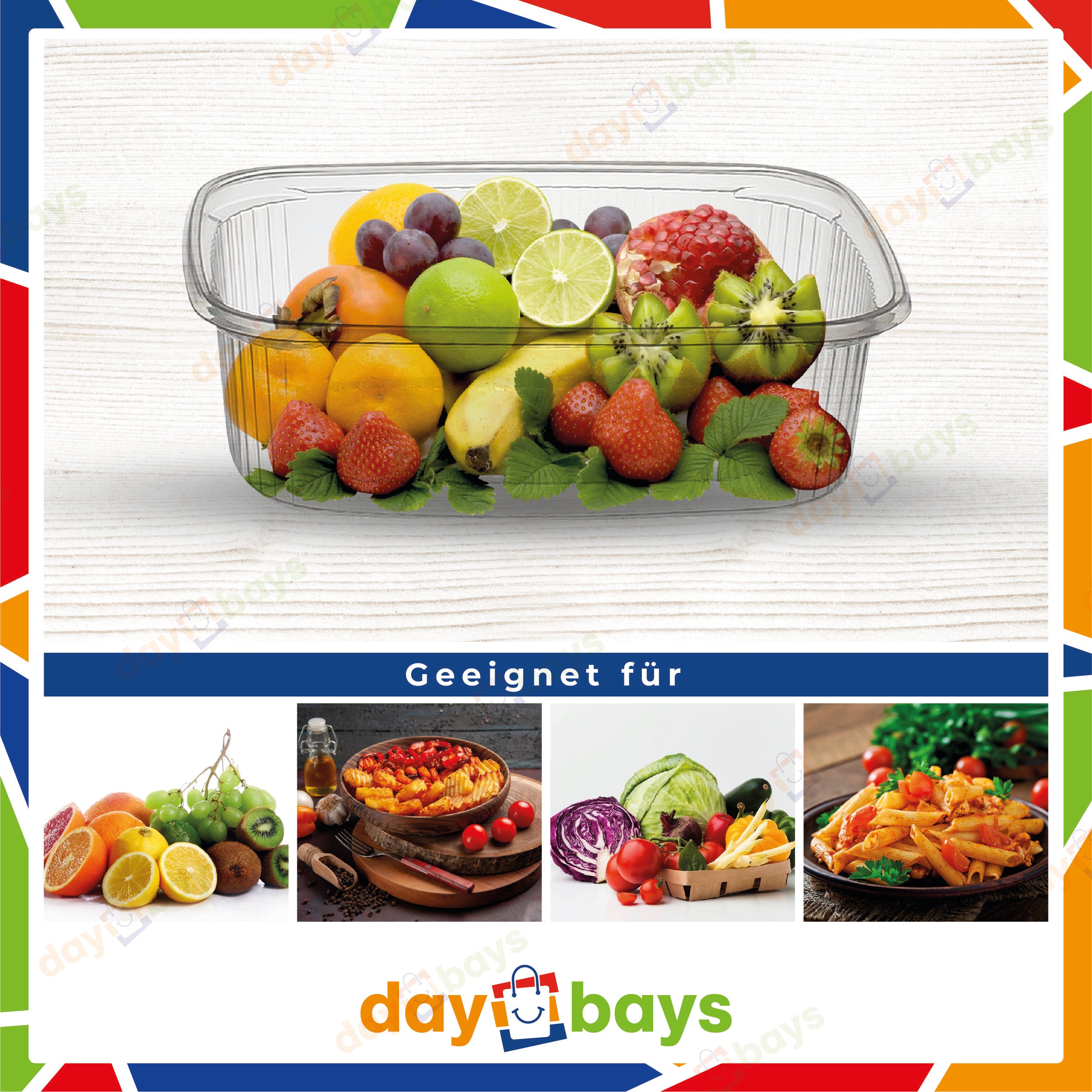 DayBays Feinkostbecher PP 125 cc. 108x81x27 mm eckig Kombi-Verpackung inklusive passende Deckel