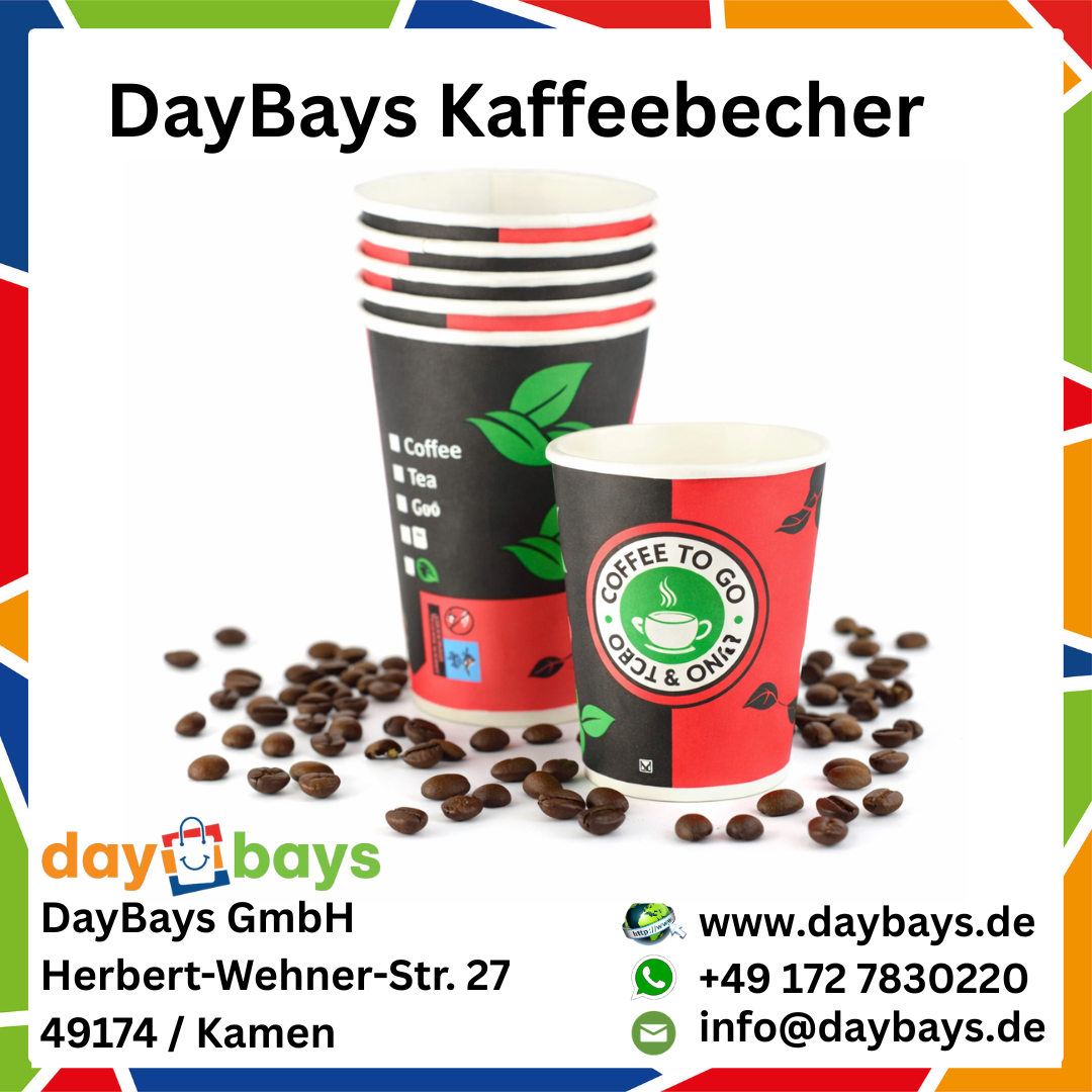 DayBays Kaffeebecher 12ozSlim/300ml Ø8cm " Coffee To Go Becher " Pappe mit PE-beschichtet