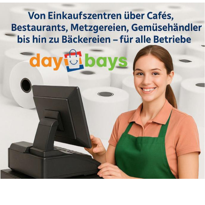 DayBays Thermorolle 57x30x12 mm 10 meter pro Rolle Kassenrollen aus Papier