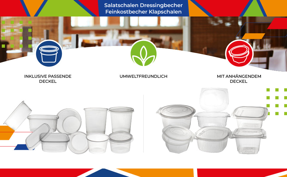 DayBays Feinkostbecher PP 125 cc. 108x81x27 mm eckig Kombi-Verpackung inklusive passende Deckel