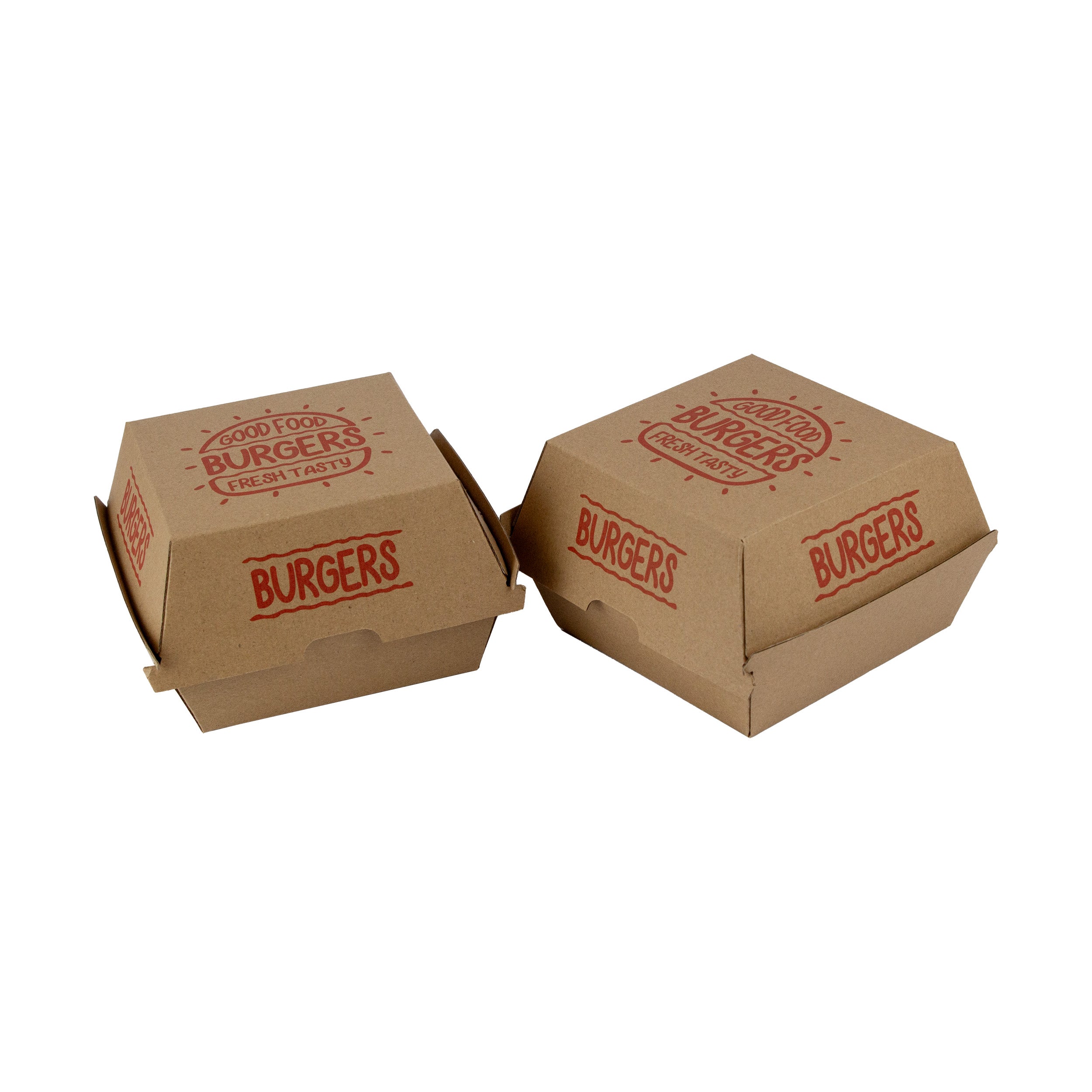 DayBays Hamburgerbox Größe L F-Flut mit Druck "BURGER BOX" Kraftpapier mit PE-beschichtet Eckig