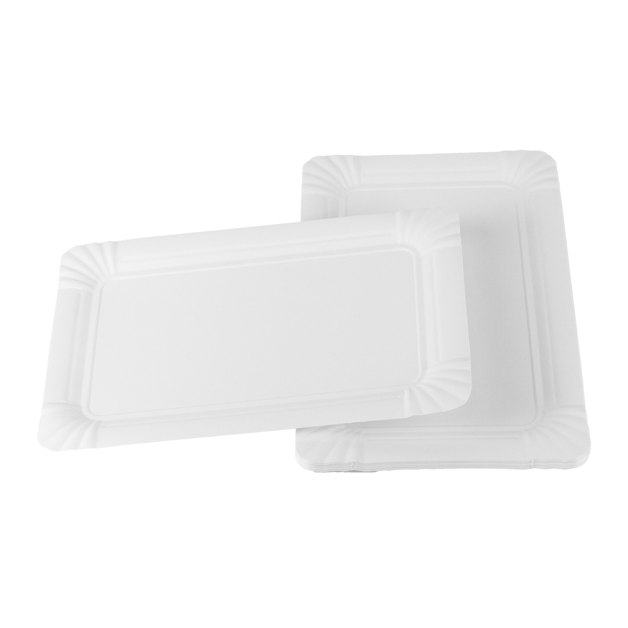 papierteller 13x20 cm rechteckig weiß ohne Beschichtung