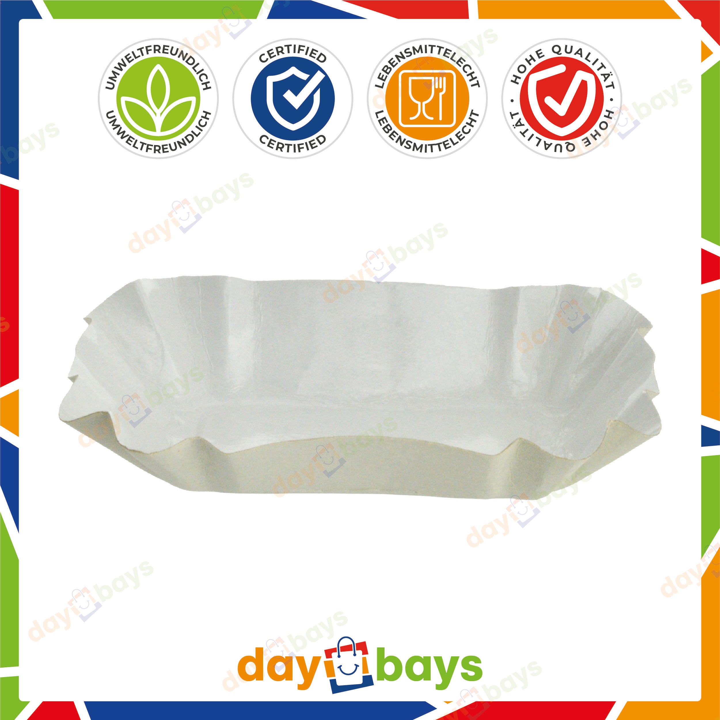 DayBays Pommes-Schalen KU1 ca.11x19,5x3,2 cm weiß laminiert ohne Beschichtung