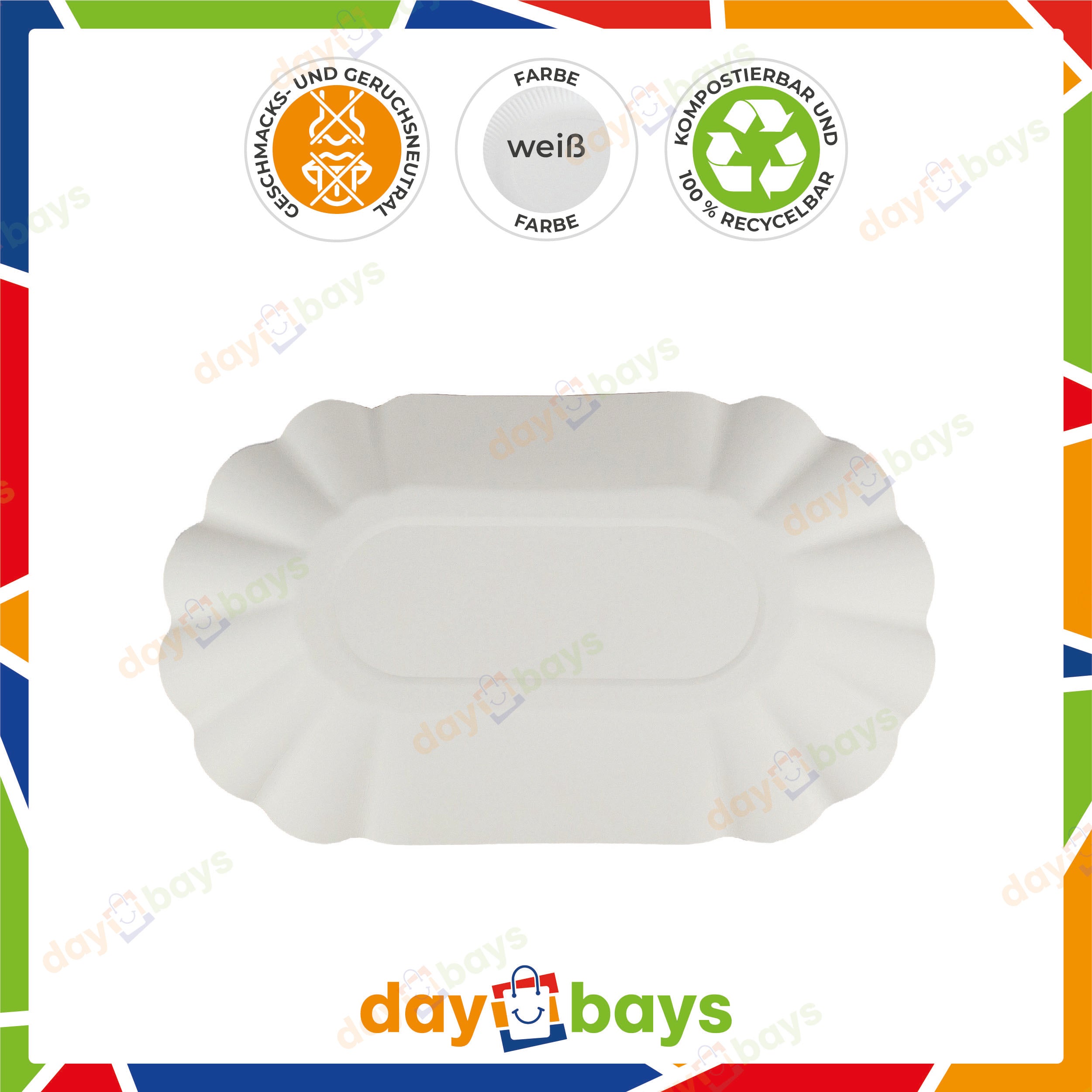 DayBays Pommesschale KUOB 10,5x17,5x3 cm weiß ohne Beschichtung