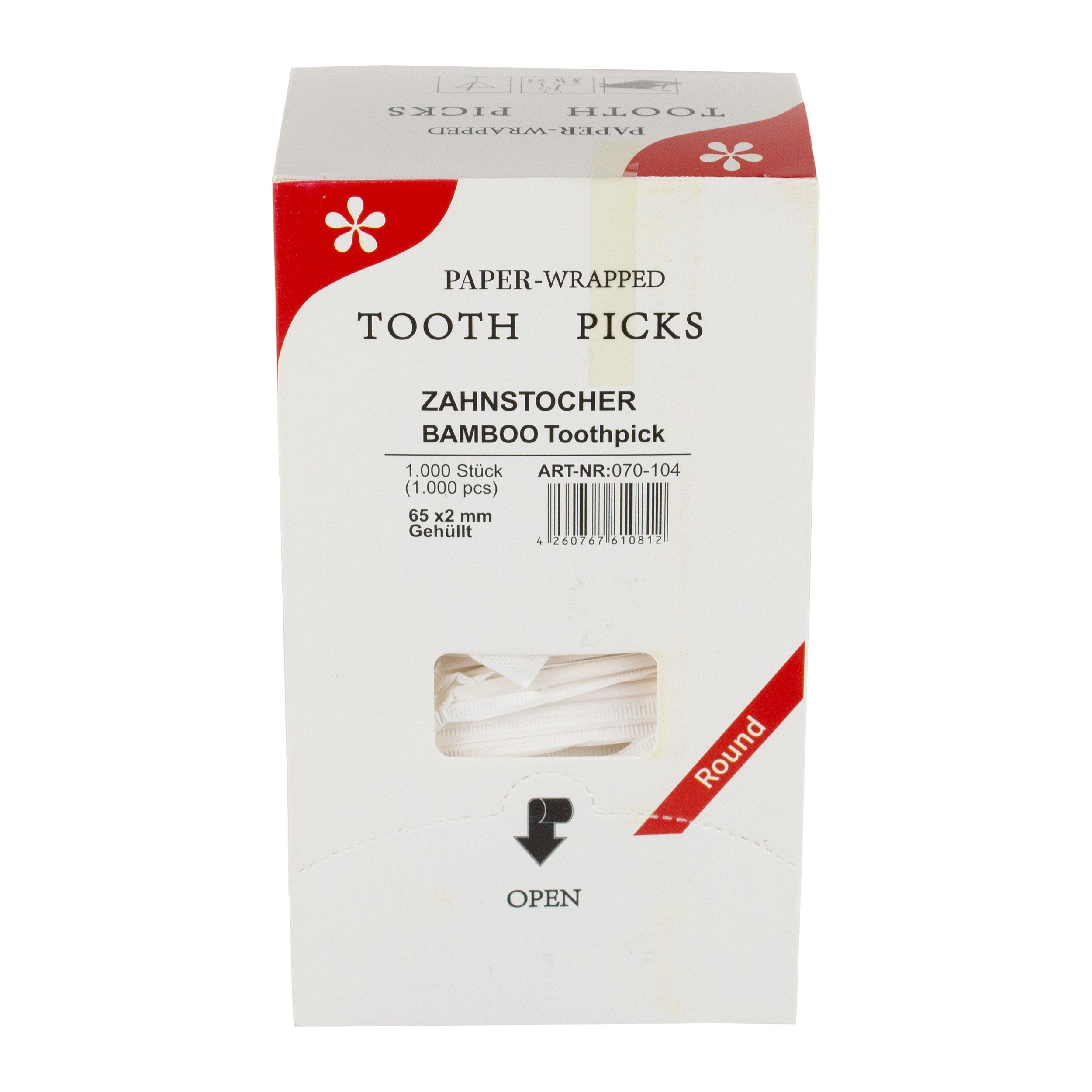 Bamboo zahnstocher holz 65mm (Ø2mm) Tooth Pick gehüllt (paper wrapped)