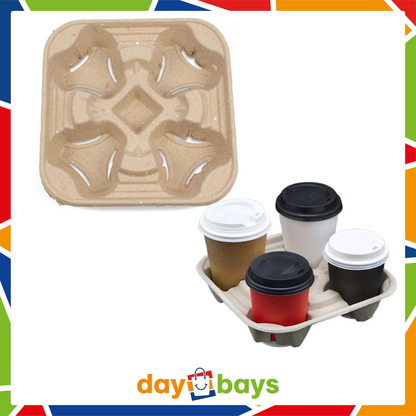 DayBays Einweg Kaffeebecher to Go Transport Behälter für 4 Becher "Cup Carrier" 21x11x 4 cm aus Papier