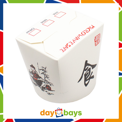 DayBays Asia Box 26 OZ 750 ml Papier+PE-beschichtet mit Druck Motiv "Thank You Enjoy" Rund Weiß