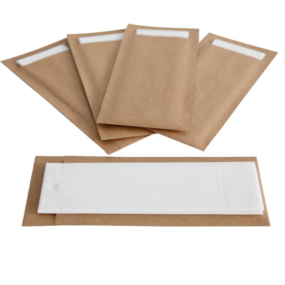 DayBays Bestecktaschen mit weisser Serviette 330x330 mm 2-lagig 1/8 Falz