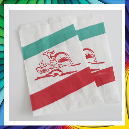 DayBays Bäckerfaltenbeutel 11+4x24 cm gebleicht Natron mit Druck "PIZZA"