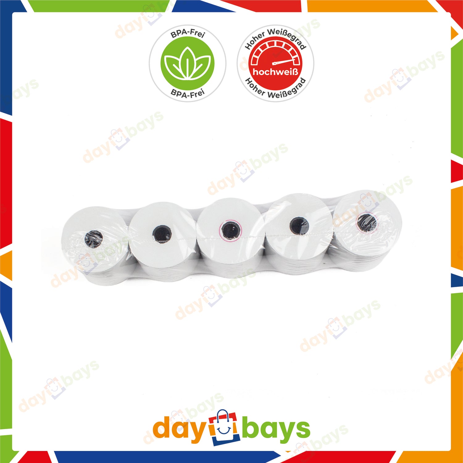 DayBays Thermorolle 57x60x12 mm 50 meter pro Rolle Kassenrollen aus Papier