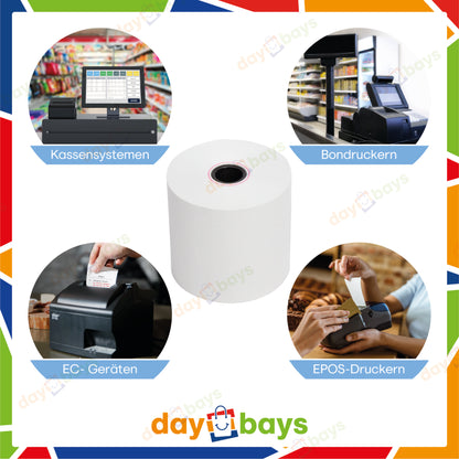 DayBays Thermorolle 80x60x12 mm 50 meter pro Rolle Kassenrollen aus Papier
