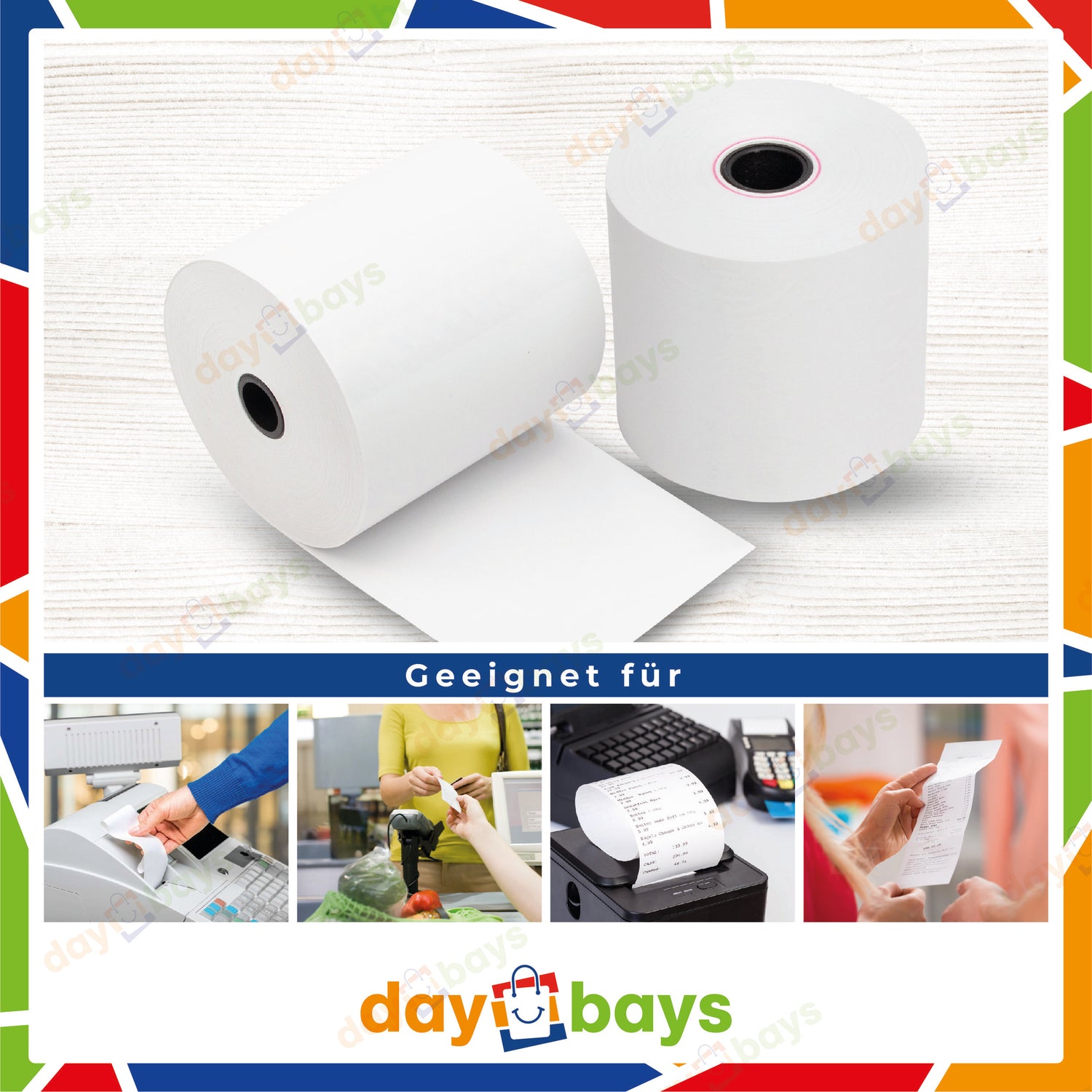 DayBays Thermorolle 80x80x12 mm 80 meter pro Rolle Kassenrollen aus Papier