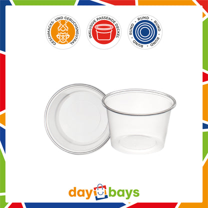 DayBays Dressingbox (Saucecup) 100cc. 75x44 mm Kombi-Verpackung Transparent inklusive passende Deckel