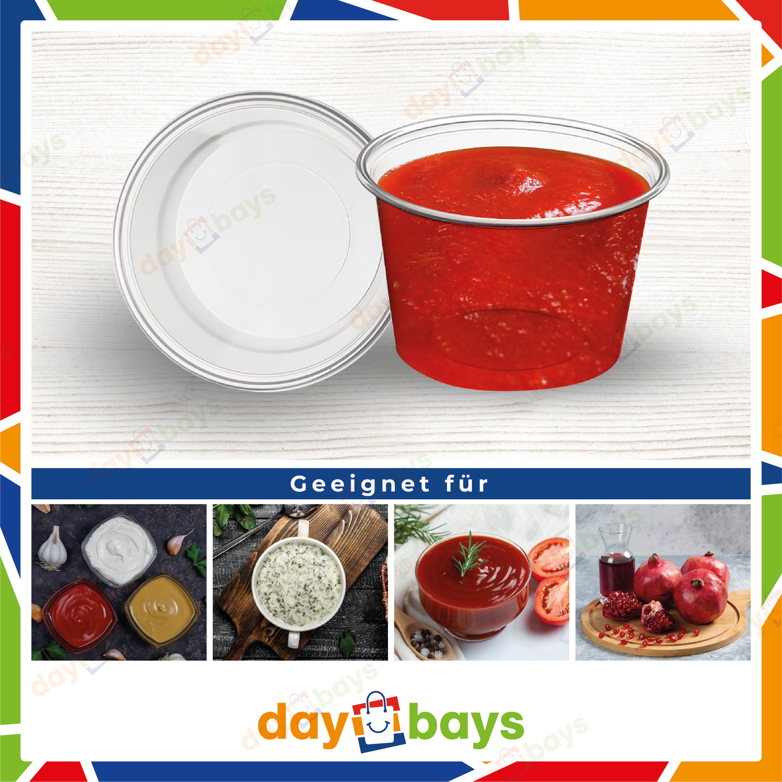 DayBays Dressingbox (Saucecup) 100cc. 75x44 mm Kombi-Verpackung Transparent inklusive passende Deckel