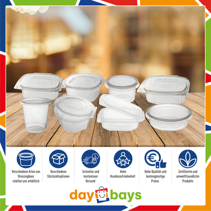 DayBays Haushaltsbox PP 1000 ml 168x164x84 mm 8 Eckig Salat-Box Alpha mit anhängendem Deckel
