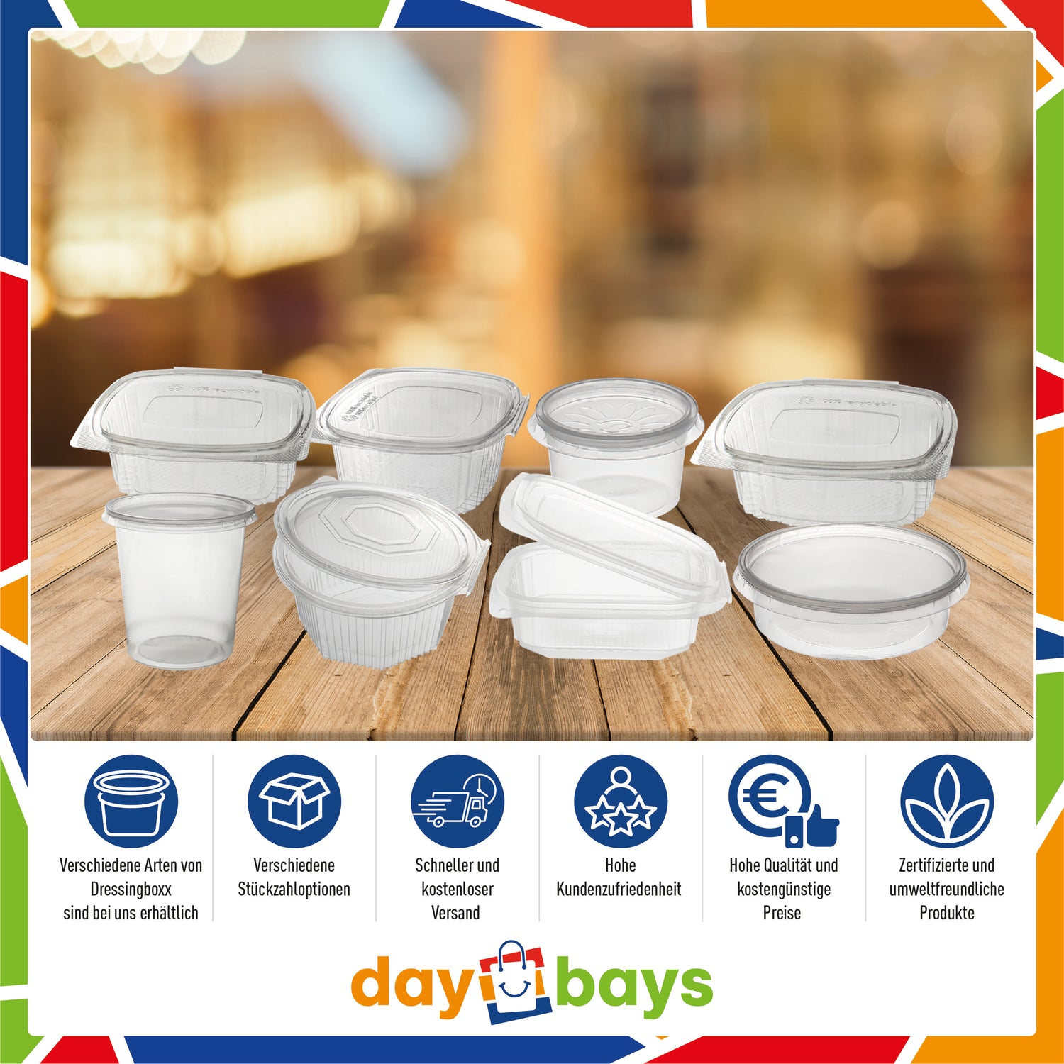 DayBays Klappschale Oval 2000 ml VP 225x198x83 mm RPET Transparent mit anhängendem Deckel
