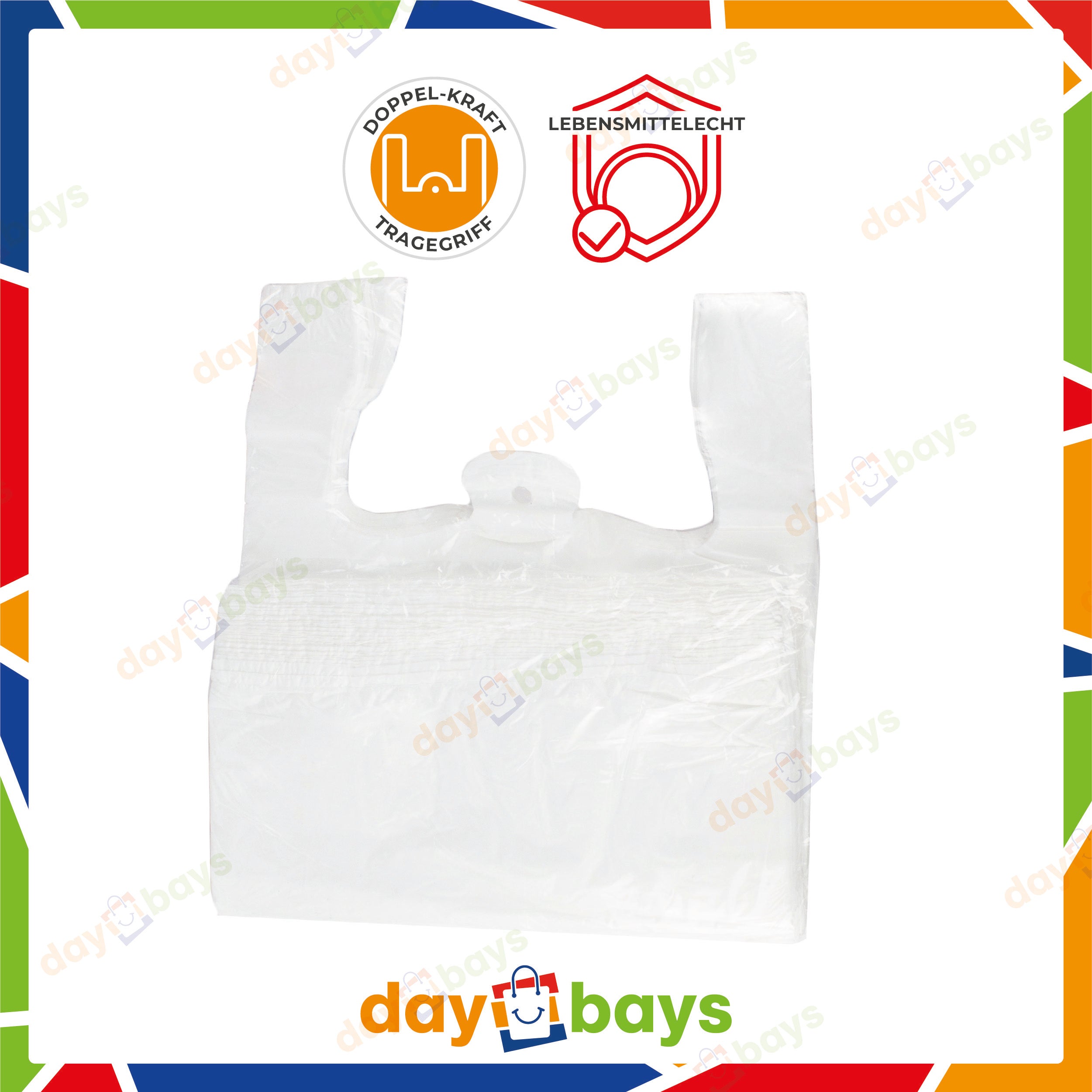 DayBays Hemdchentragetaschen 28+14x48 cm HDPE weiß geblockt, reissfest