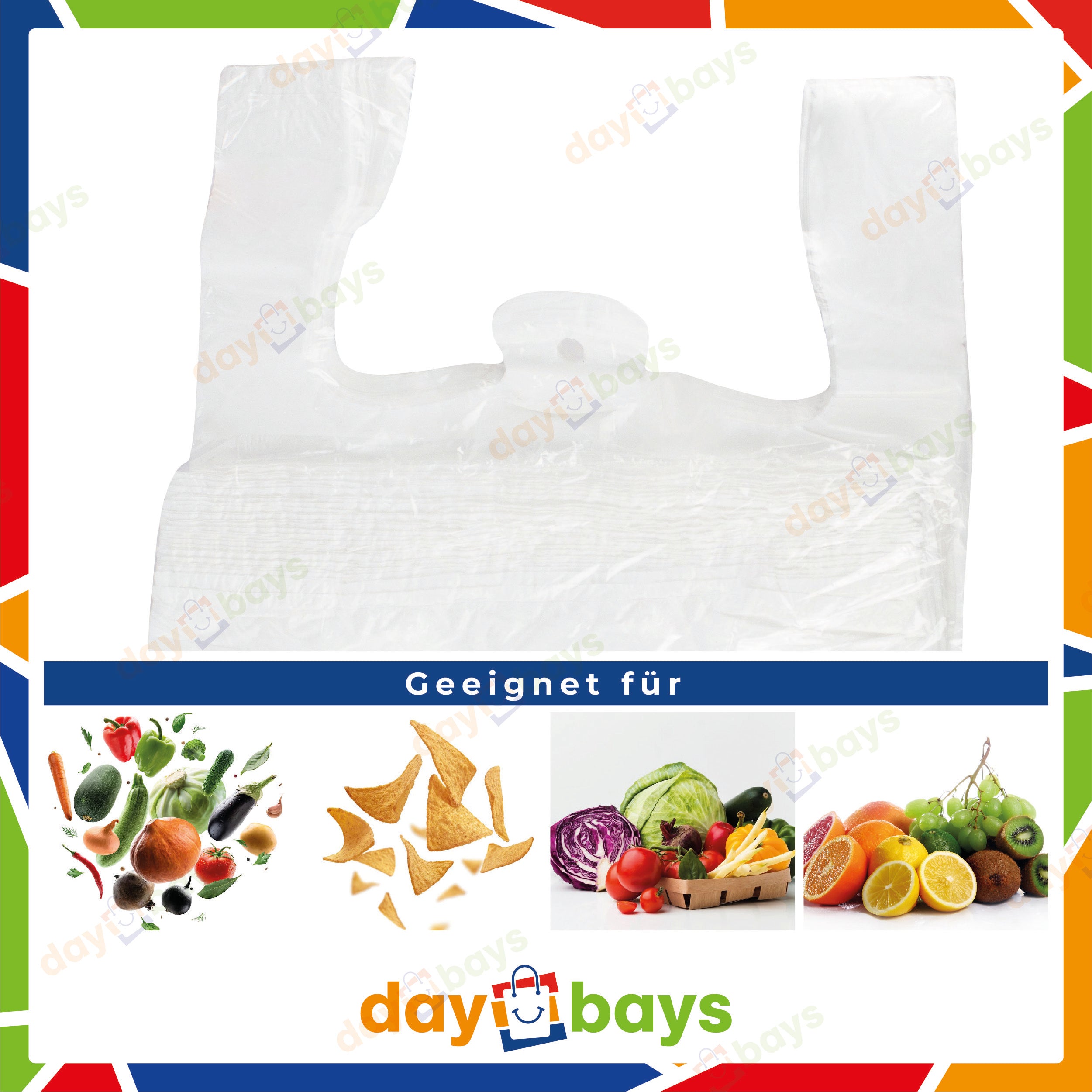 DayBays Hemdchentragetaschen 28+14x48 cm HDPE weiß geblockt, reissfest
