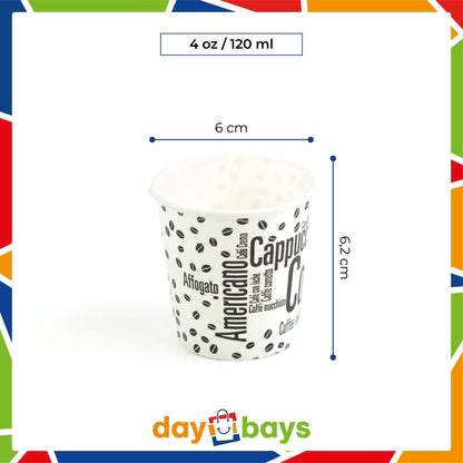 DayBays Kaffeebecher 4oz/120ml Ø6cm " Coffee To Go Becher " Pappe mit PE-beschichtet