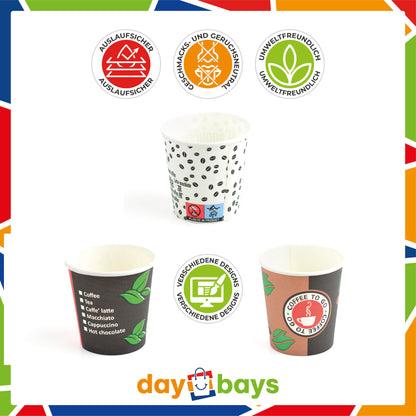 DayBays Kaffeebecher 4oz/120ml Ø6cm " Coffee To Go Becher " Pappe mit PE-beschichtet