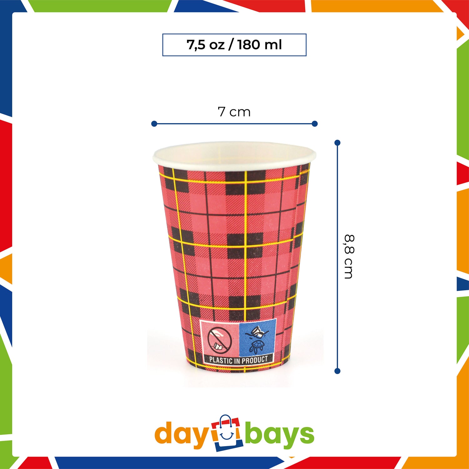 DayBays Kaffeebecher 7,5oz/180ml Ø7cm " Coffee To Go Becher " Pappe mit PE-beschichtet