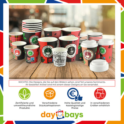 DayBays Kaffeebecher 7,5oz/180ml Ø7cm " Coffee To Go Becher " Pappe mit PE-beschichtet