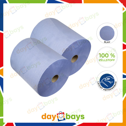 DayBays Putztuchrolle 2-lagig 35 cm 826 Blatt Zellstoff Blau