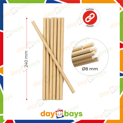 DayBays Strohhalme Ø 8 mm 240 mm aus kraftpapier Braun Papierstrohhalme
