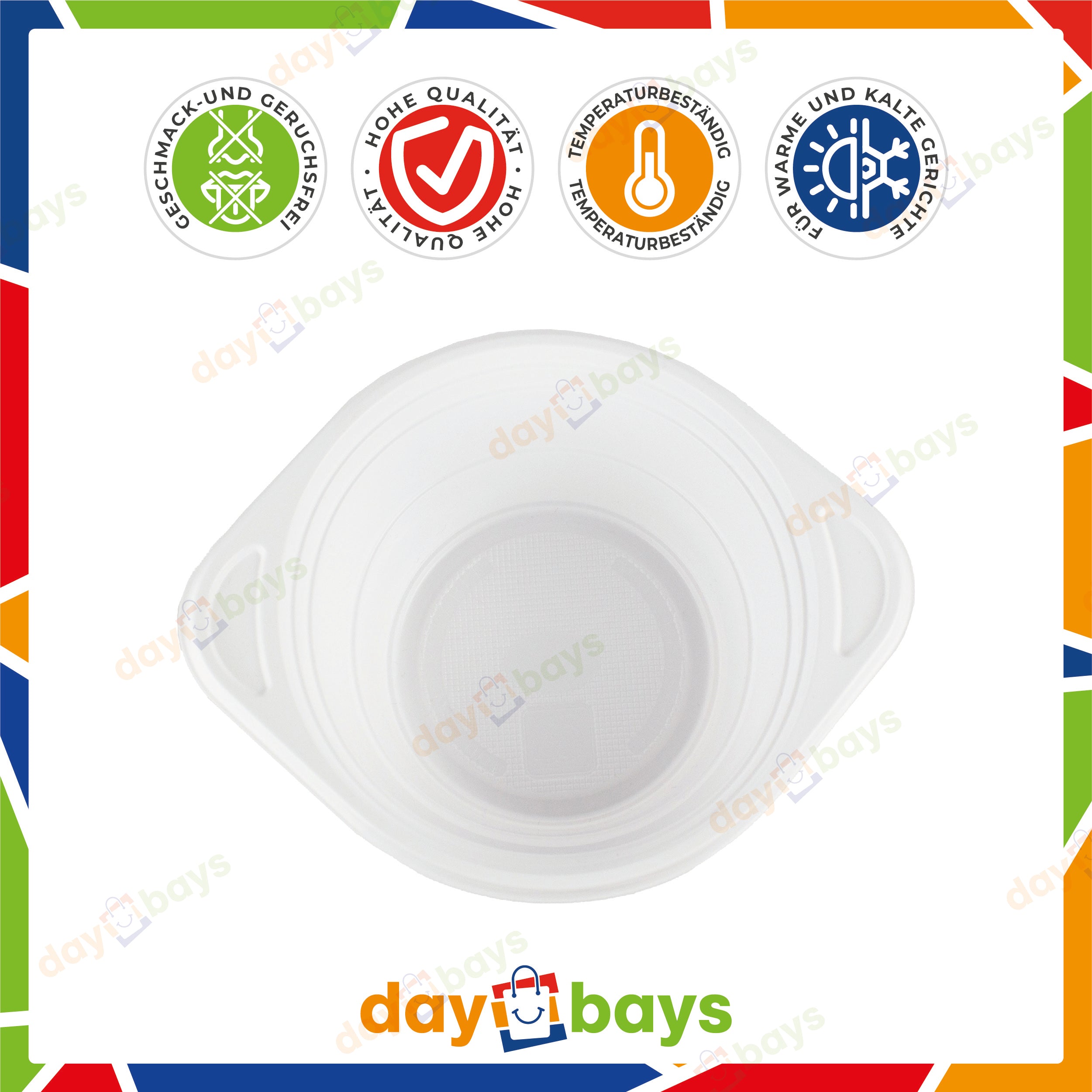 DayBays Suppenterrine 350 cc. 150x200x33 mm PP Weiß rund mit Ohren