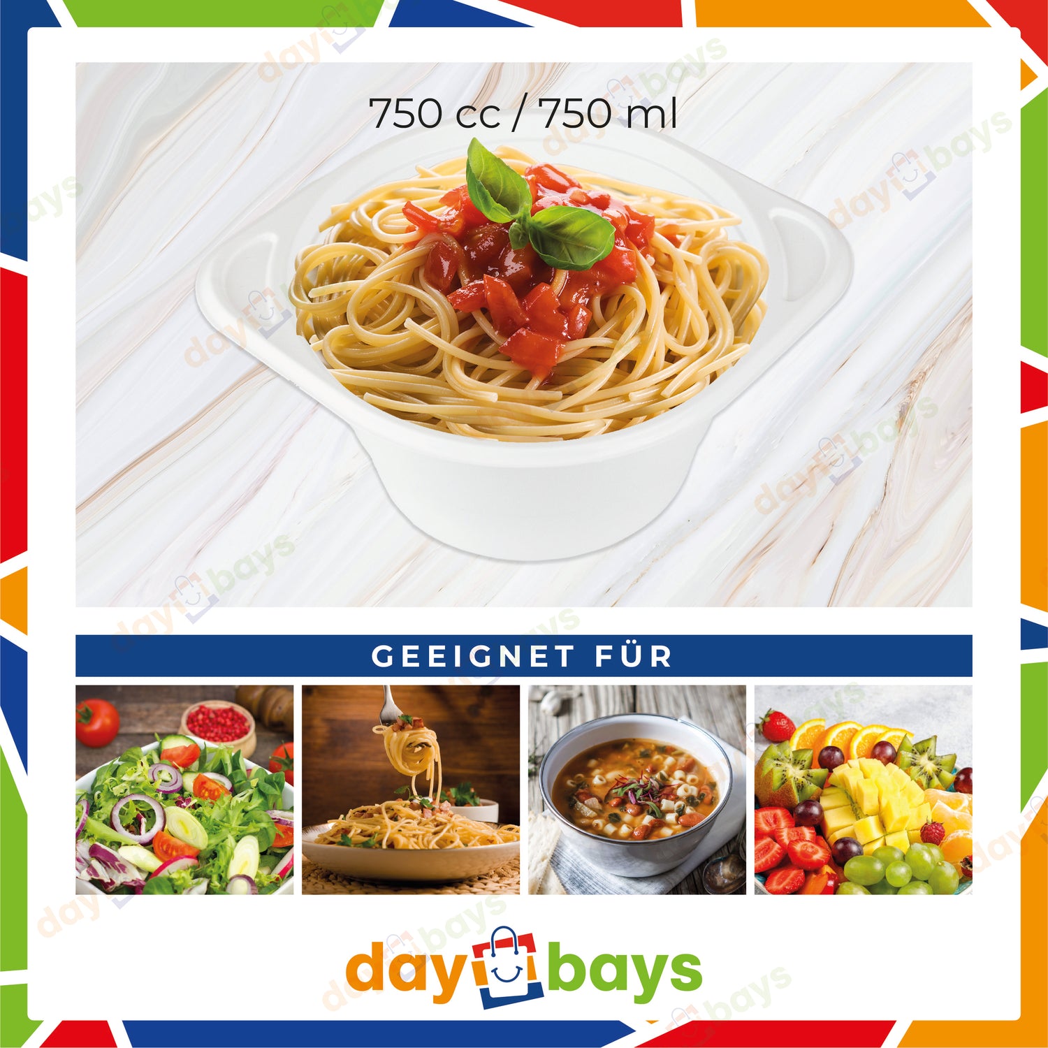 DayBays Suppenterrine 350 cc. 150x200x33 mm PP Weiß rund mit Ohren