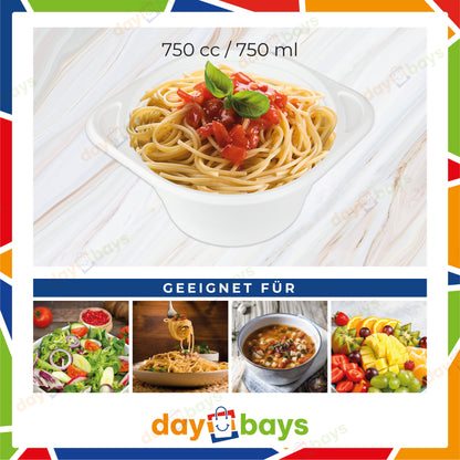 DayBays Suppenterrine 350 cc. 150x200x33 mm PP Weiß rund mit Ohren