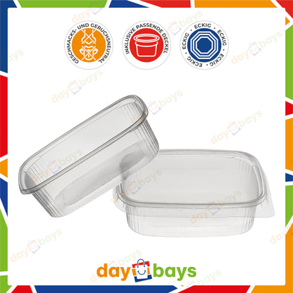 DayBays Feinkostbecher PP 500 cc. 108x81x102 mm eckig Kombi-Verpackung inklusive passende Deckel