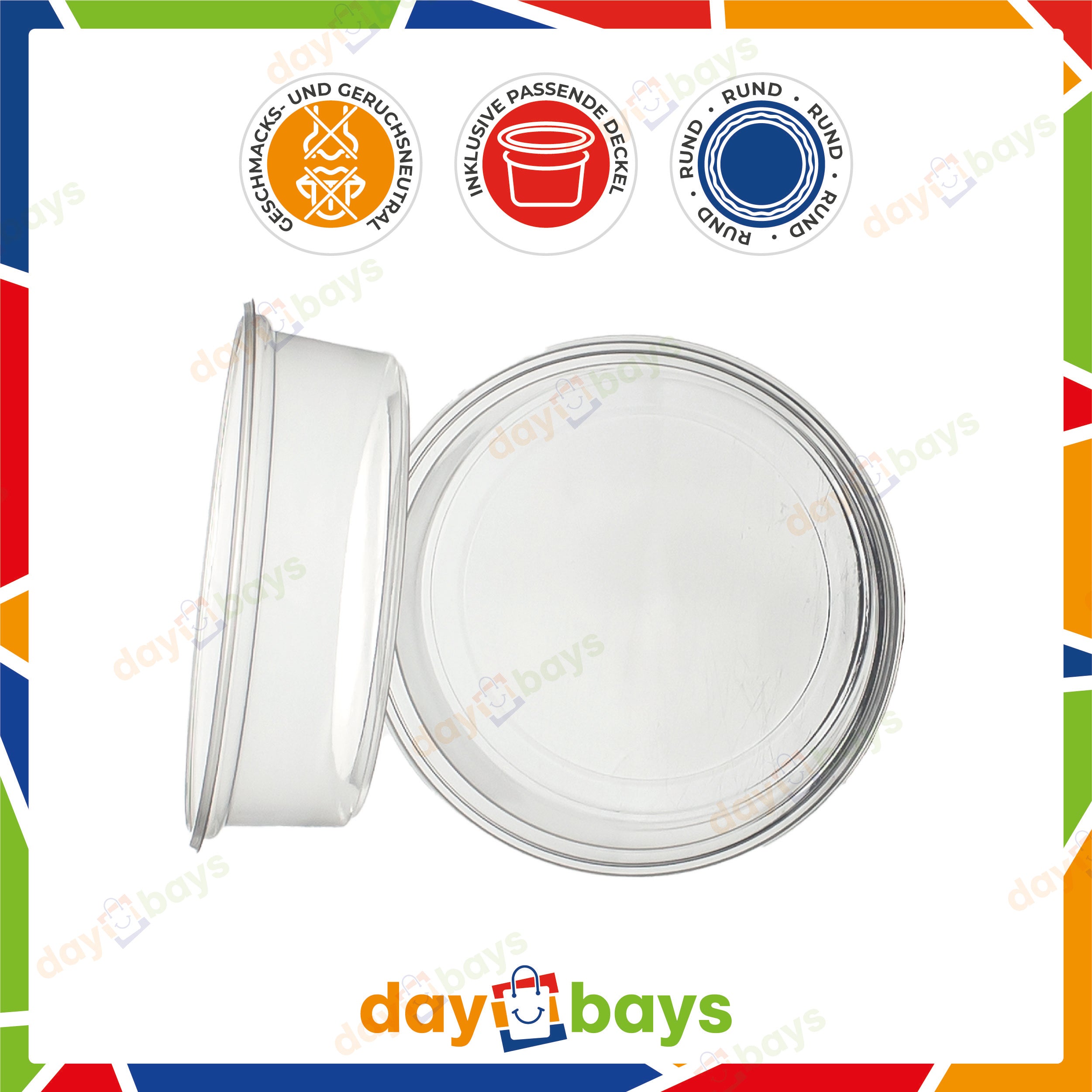 DayBays Feinkostbecher PP 300 cc. 101x65 mm rund Kombi-Verpackung inklusive passende Deckel