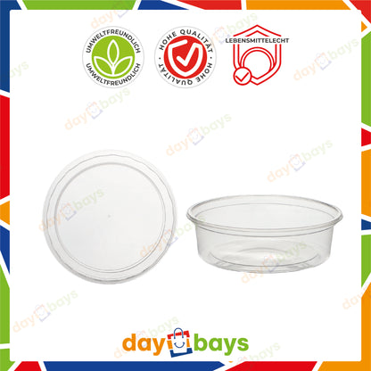 DayBays Feinkostbecher PP 200 cc. 101x44 mm rund Kombi-Verpackung inklusive passende Deckel