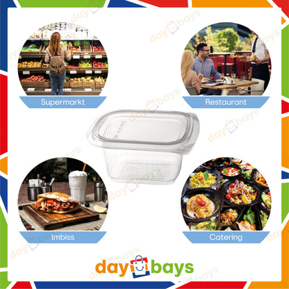 DayBays Feinkostbecher PP 250 cc. 108x81x51 mm eckig Kombi-Verpackung inklusive passende Deckel