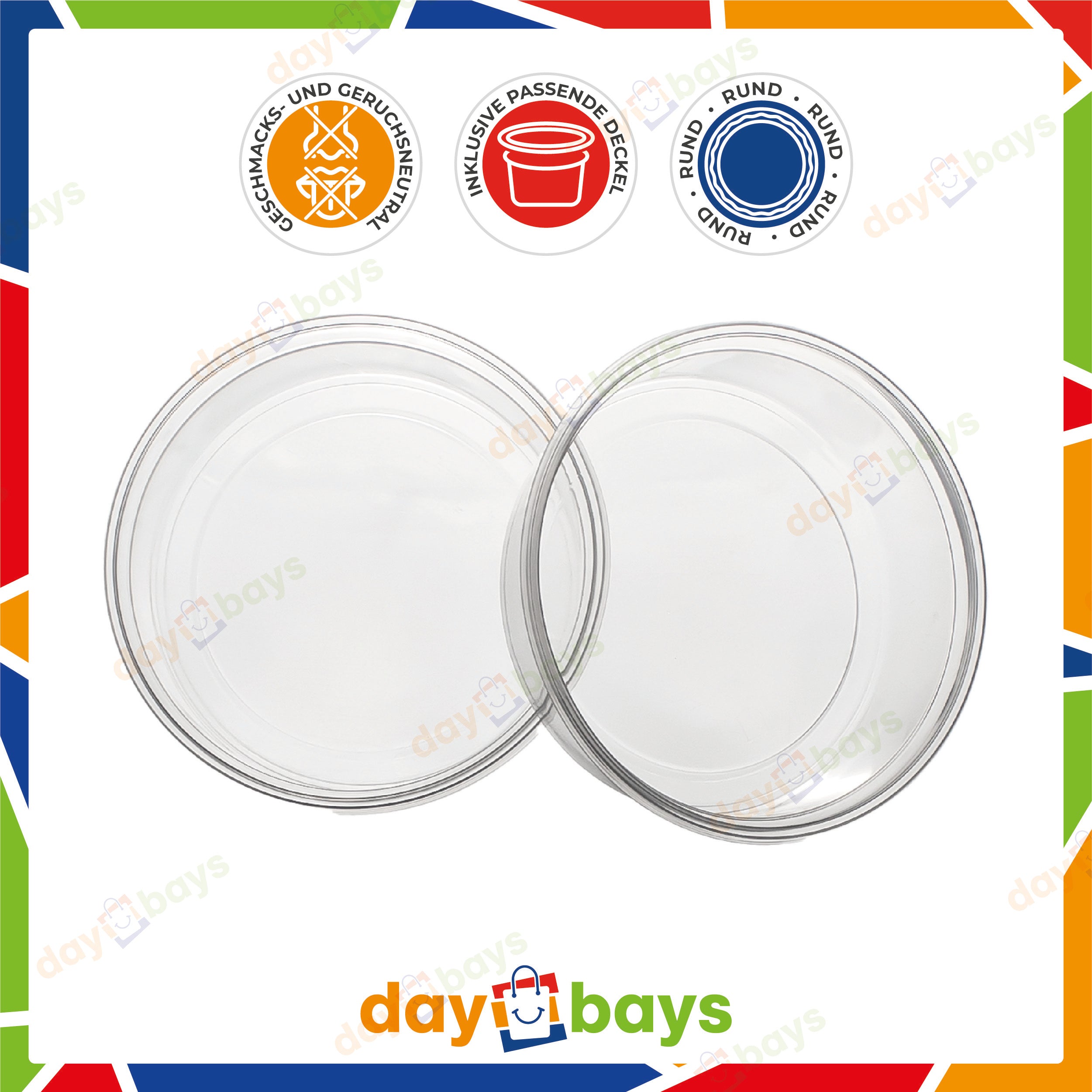 DayBays Feinkostbecher PP 300 cc. 101x65 mm rund Kombi-Verpackung inklusive passende Deckel