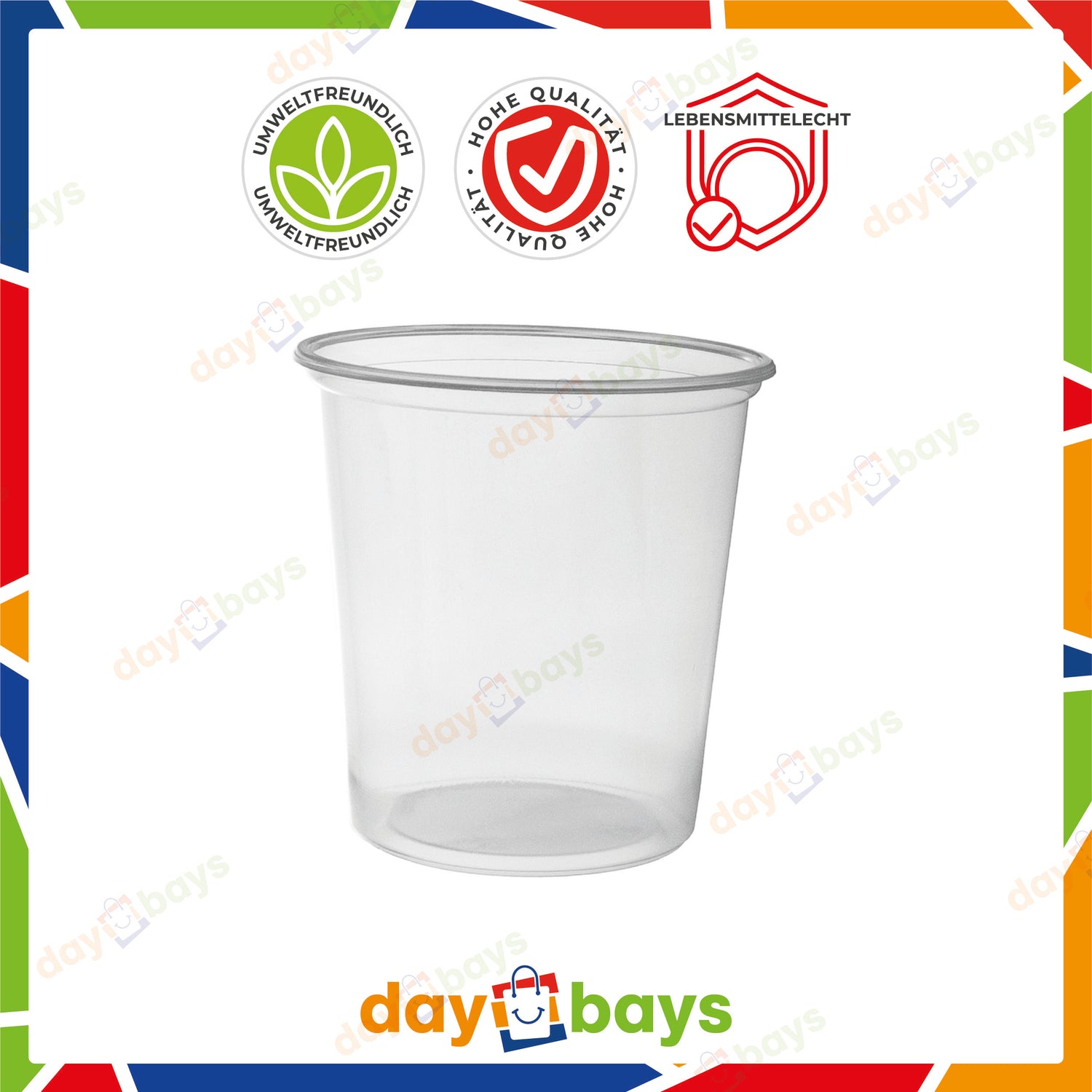 DayBays Feinkostbecher PP 500 cc. 101x104 mm rund Kombi-Verpackung inklusive passende Deckel