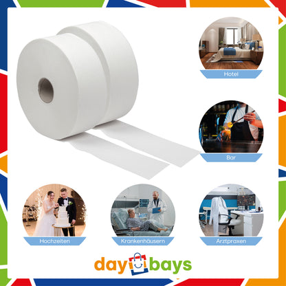 DayBays Jumbo Toilettenpapier Maxi 2-lagig 492 Blatt Zellstoff Extra Weich Weiß