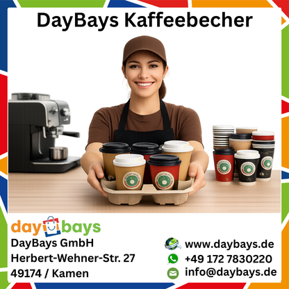 DayBays Kaffeebecher 16oz/400ml Ø9cm " Coffee To Go Becher " Pappe mit PE-beschichtet