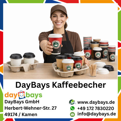 DayBays Kaffeebecher 16oz/400ml Ø9cm " Coffee To Go Becher " Pappe mit PE-beschichtet