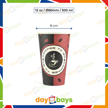 DayBays Kaffeebecher 12ozSlim/300ml Ø8cm " Coffee To Go Becher " Pappe mit PE-beschichtet