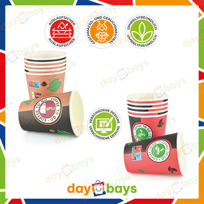 DayBays Kaffeebecher 12oz/300ml Ø9cm " Coffee To Go Becher " Pappe mit PE-beschichtet